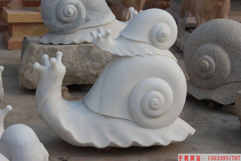 石雕蜗牛雕塑，仿真蜗牛雕塑，蜗牛立体石雕4