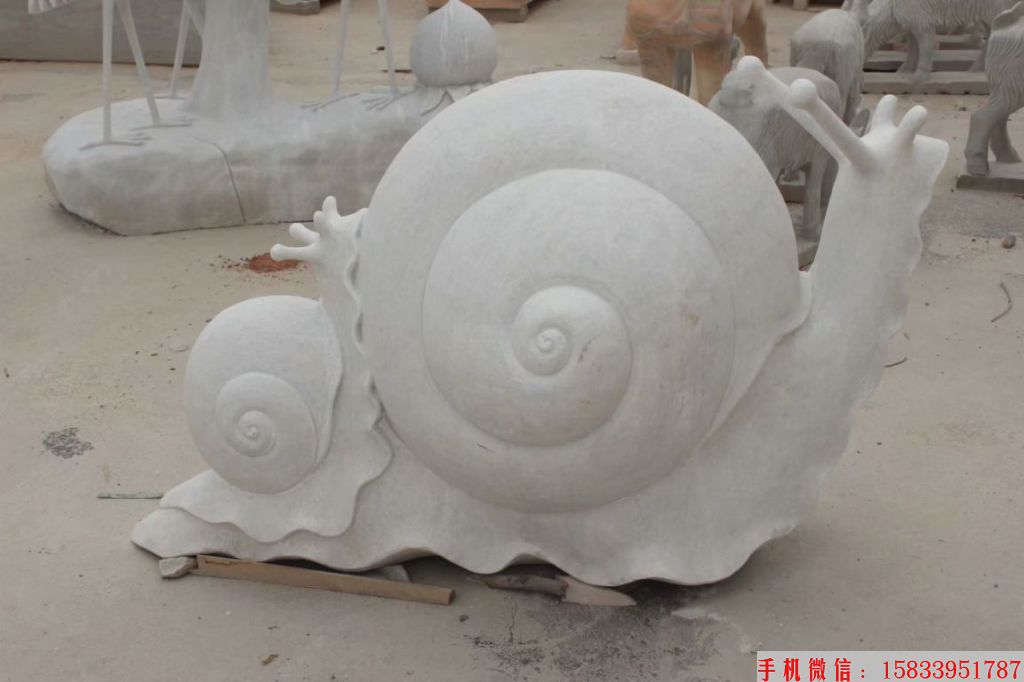 石雕蜗牛雕塑，仿真蜗牛雕塑，蜗牛立体石雕6