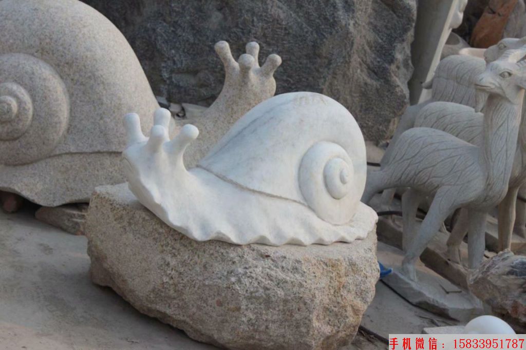石雕蜗牛雕塑，仿真蜗牛雕塑，蜗牛立体石雕7